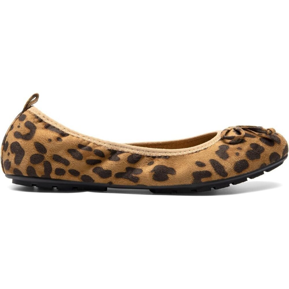 Women's Leopard Flats Foldable Ballet Bowknot Round Toe Comfort Light Weight - Picture 3 of 9